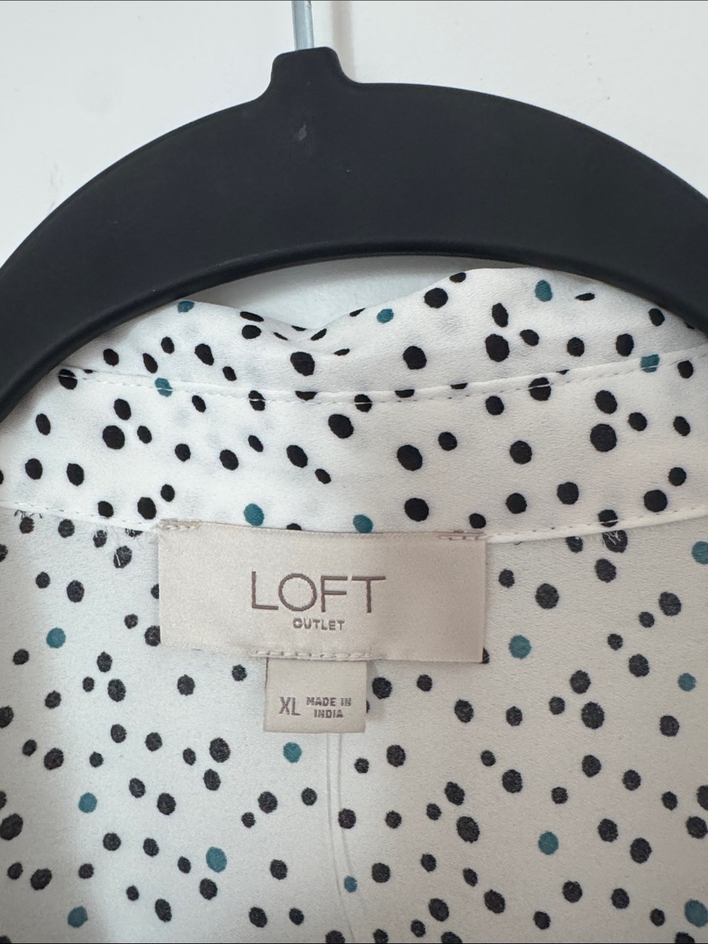 NWT LOFT White Black Polka Dot Career Office Utility Button Front Blouse XL - Picture 2 of 12